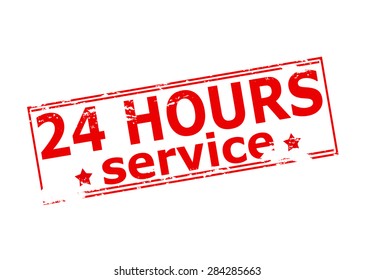 Rubber stamp with text twenty four hours service inside, vector illustration