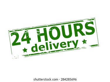 Rubber stamp with text twenty four hours delivery inside, vector illustration