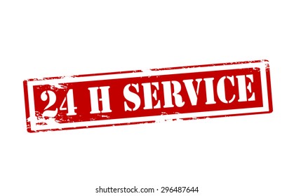 Rubber stamp with text twenty four hours service inside, vector illustration