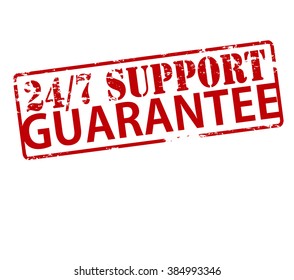 Rubber stamp with text twenty four seven support guarantee inside, vector illustration