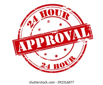 Rubber stamp with text twenty four hour approval inside, vector illustration
