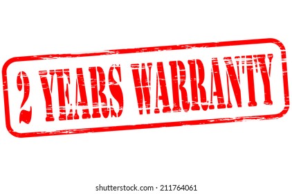 Rubber stamp with text two years warranty inside, vector illustration