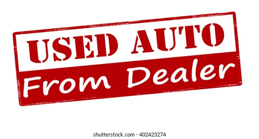 Rubber stamp with text used auto from dealer inside, vector illustration