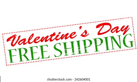 Rubber stamp with text Valentine day free shipping inside, vector illustration