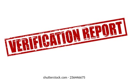 Rubber stamp with text verification report inside, vector illustration
