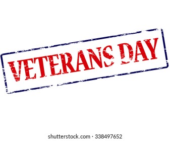 Rubber stamp with text veterans day inside, vector illustration