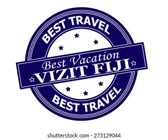 Rubber stamp with text visit Fiji in Haitian language inside, vector illustration