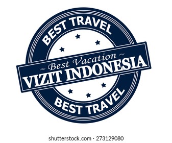 Rubber stamp with text visit Indonesia in Haitian language inside, vector illustration