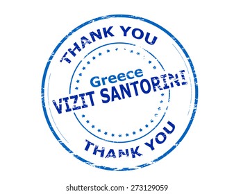 Rubber stamp with text visit Santorini in Haitian language inside, vector illustration