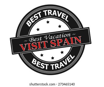 Rubber stamp with text visit Spain inside, vector illustration
