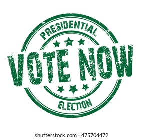 rubber stamp with text "vote now" on white, vector illustration