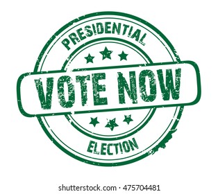 rubber stamp with text "vote now" on white, vector illustration