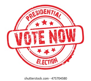 rubber stamp with text "vote now" on white, vector illustration