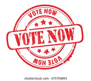 rubber stamp with text "vote now" on white, vector illustration