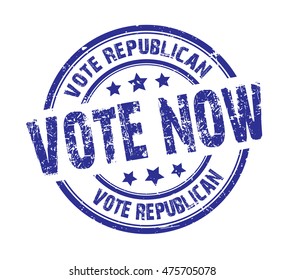 rubber stamp with text "vote now" on white, vector illustration