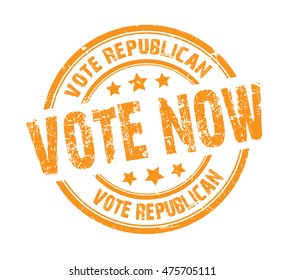 rubber stamp with text "vote now" on white, vector illustration
