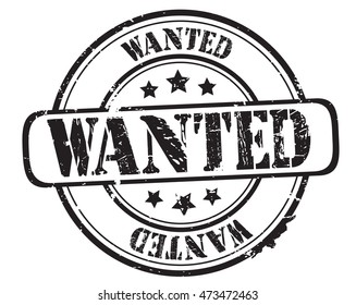 rubber stamp with text "wanted" on white, vector illustration