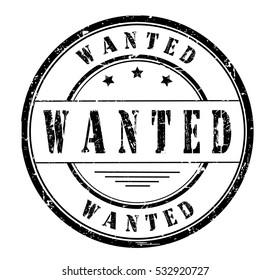 rubber stamp with text "wanted" on white, vector illustration