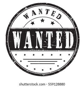 rubber stamp with text "wanted" on white, vector illustration
