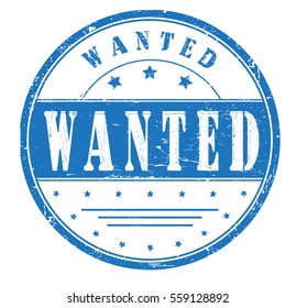 rubber stamp with text "wanted" on white, vector illustration