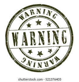 rubber stamp with text "warning" on white, vector illustration