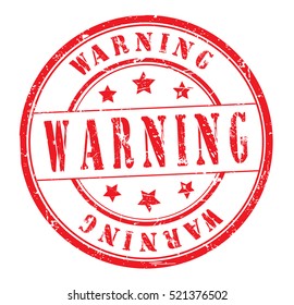 rubber stamp with text "warning" on white, vector illustration