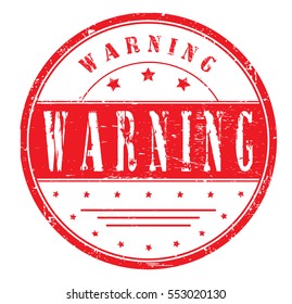 rubber stamp with text "warning" on white, vector illustration