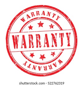 rubber stamp with text "warranty" on white, vector illustration
