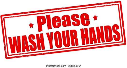 Rubber stamp with text wash your hands inside, vector illustration