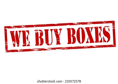 Rubber stamp with text we buy boxes inside, vector illustration