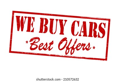 Rubber stamp with text we buy cars inside, vector illustration