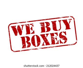 Rubber stamp with text we buy boxes inside, vector illustration