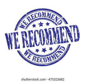 rubber stamp with text "we recommend" on white, vector illustration