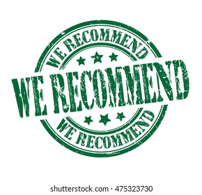 rubber stamp with text "we recommend" on white, vector illustration
