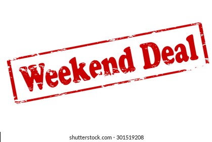 Rubber stamp with text weekend deal inside, vector illustration