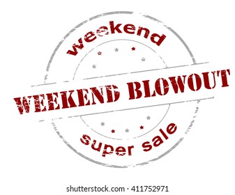 Rubber stamp with text weekend super sale inside, vector illustration