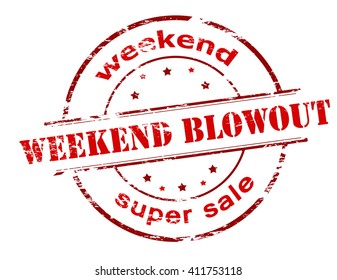 Rubber stamp with text weekend super sale inside, vector illustration