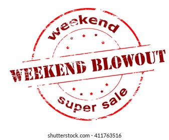 Rubber stamp with text weekend super sale inside, vector illustration
