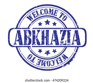 rubber stamp with text "welcome to Abkhazia" on white, vector illustration