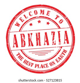 rubber stamp with text "welcome to Abkhazia, the best place on Earth" on white, vector illustration