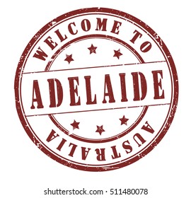 rubber stamp with text "welcome to Adelaide, Australia" on white, vector illustration