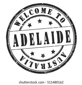 rubber stamp with text "welcome to Adelaide, Australia" on white, vector illustration