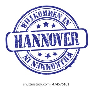 rubber stamp with text "welcome to a"(in German) on white, vector illustration