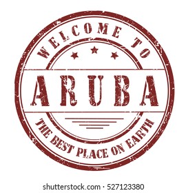 rubber stamp with text "welcome to Aruba, the best place on Earth" on white, vector illustration