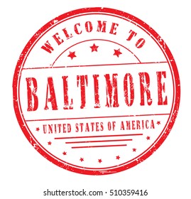 rubber stamp with text "welcome to Baltimore, United States of America" on white, vector illustration
