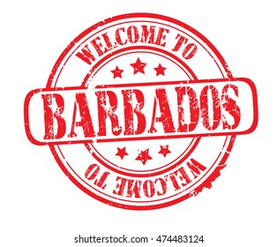 rubber stamp with text "welcome to Barbados" on white, vector 