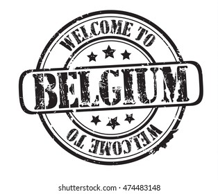 rubber stamp with text "welcome to Belgium" on white, vector 
