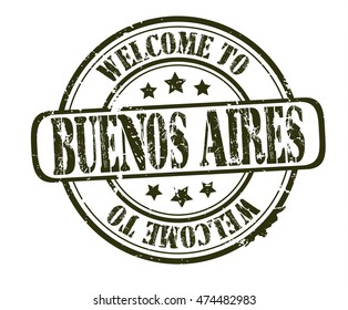 rubber stamp with text "welcome to Buenos Aires" on white, vector 