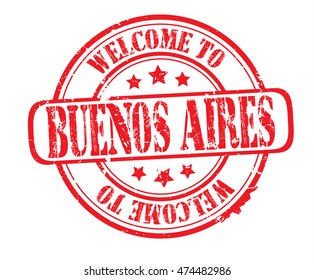 rubber stamp with text "welcome to Buenos Aires" on white, vector 