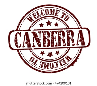 rubber stamp with text "welcome to Canberra" on white, vector illustration